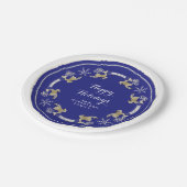 ハッピーホリデーズパーティーそれが雪のトナカイを飛ばす ペーパープレート (アングル)