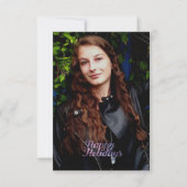 ハッピーホリデーズパープル宇宙銀河系タイポグラフィ カード (正面)