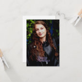 ハッピーホリデーズパープル宇宙銀河系タイポグラフィ カード (正面/裏面インサイチュ)