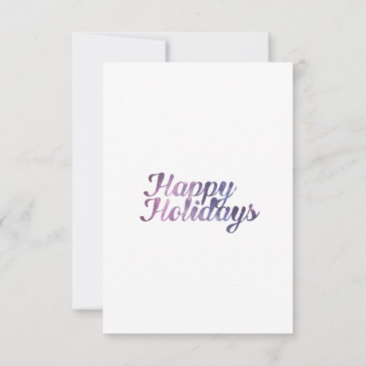 ハッピーホリデーズパープル宇宙銀河系タイポグラフィ カード (裏面)