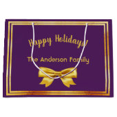 ハッピーホリデーズパープル金ゴールド名弓 ラージペーパーバッグ (正面)