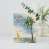 ハッピーホリデーズパームツリーアンドシルボート シーズンポストカード (スタンド正面)