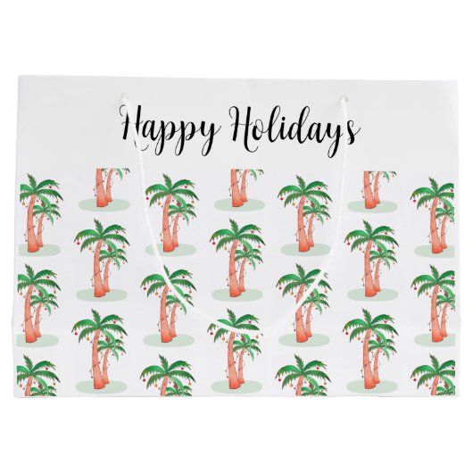 ハッピーホリデーズパームツリークリスマス ラージペーパーバッグ (裏面)