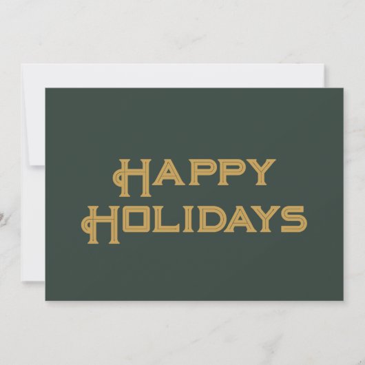 ハッピーホリデーズビジネスモノグラム | 緑と金ゴールド シーズンカード (正面)