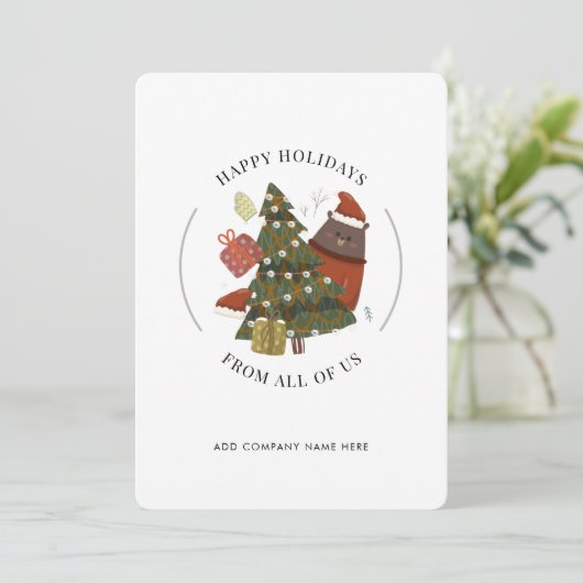 ハッピーホリデーズビジネスロゴクリスマ企業のス シーズンカード (スタンド正面)