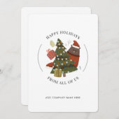 ハッピーホリデーズビジネスロゴクリスマ企業のス シーズンカード (正面/裏面)