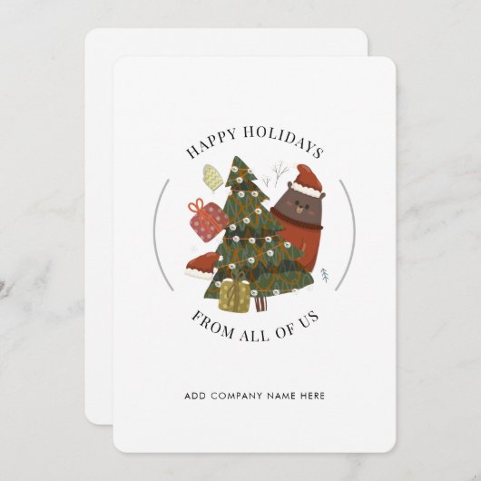 ハッピーホリデーズビジネスロゴクリスマ企業のス シーズンカード (正面/裏面)