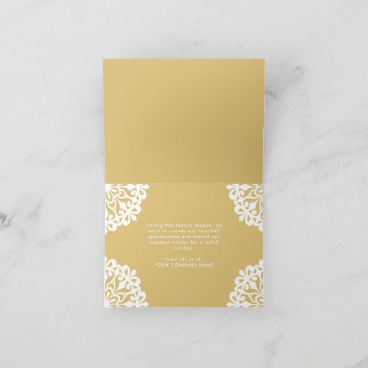 ハッピーホリデーズビジネスロゴスノーフレーク金ゴールド シーズンカード (内部)