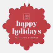 ハッピーホリデーズビジネスロゴモダンシンプル オーナメントカード (裏面)