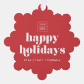 ハッピーホリデーズビジネスロゴモダンシンプル オーナメントカード (正面)