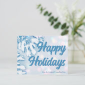 ハッピーホリデーズビューティフルブルーウィンタースノーフレーク ポストカード (スタンド正面)
