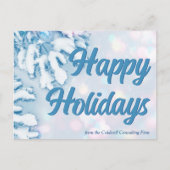ハッピーホリデーズビューティフルブルーウィンタースノーフレーク ポストカード (正面)