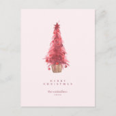 ハッピーホリデーズピンククリスマスツリーはがき ポストカード (正面)
