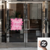 ハッピーホリデーズピンクホイフェイクル ウィンドウサイン (オフィスドア)