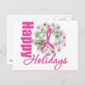ハッピーホリデーズピンクリボンリース シーズンポストカード (正面/裏面)