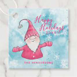 ハッピーホリデーズピンク&ブルーキュート格言クリスマス フェイバータグ