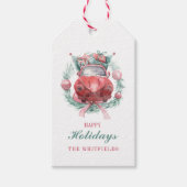 ハッピーホリデーズファミリークリスマススクモダンリプト ギフトタグ (正面)