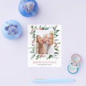 ハッピーホリデーズファミリーグリーンリーフォトカード チラシ (シングル)