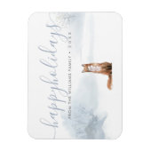 ハッピーホリデーズファミリーネームクリスマスウィンターキツネ マグネット (縦)