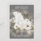 ハッピーホリデーズファミリーネームグレーポーラーベア シーズンカード (正面/裏面)