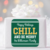 ハッピーホリデーズファミリーネームレトロおもしろいグリーン金ゴールド スクエアシール