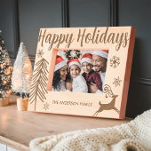 ハッピーホリデーズファミリーパーソナライズされたクリスマス レーザー彫刻フレーム