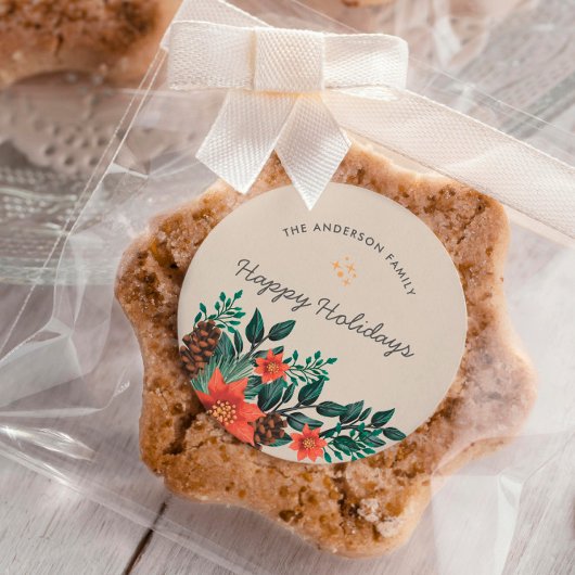 ハッピーホリデーズファミリーフェスティバルクリスマス ラウンドシール