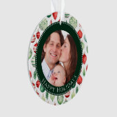 ハッピーホリデーズファミリーフォトキープサケ オーナメント (正面)