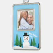 ハッピーホリデーズファミリーフォトキープサケ シルバープレートフレームオーナメント (左)