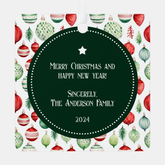 ハッピーホリデーズファミリーフォトキープサケ メタルオーナメント (裏面)