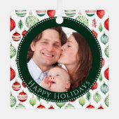 ハッピーホリデーズファミリーフォトキープサケ メタルオーナメント (正面)