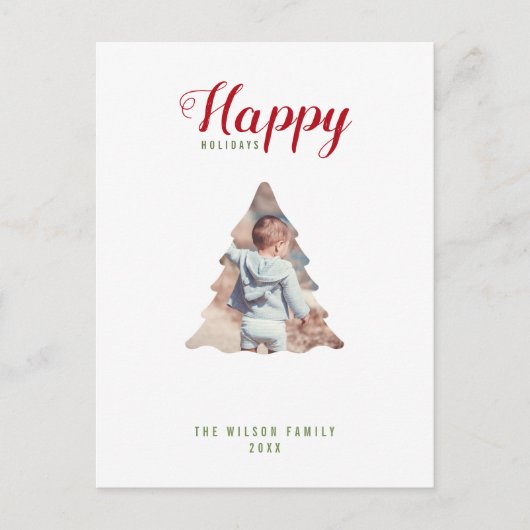 ハッピーホリデーズファミリーフォトクリスマス シーズンポストカード (正面)