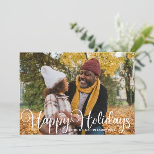 ハッピーホリデーズファミリーフォトスクリプモダントオーバーレイ シーズンカード (スタンド正面)