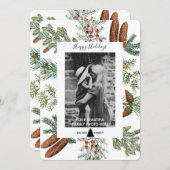 ハッピーホリデーズファミリーフォトパインクリスマスカード (正面/裏面)