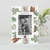 ハッピーホリデーズファミリーフォトパインクリスマスカード (スタンド正面)