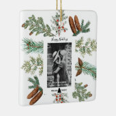 ハッピーホリデーズファミリーフォトパインクリスマス セラミックオーナメント (右)