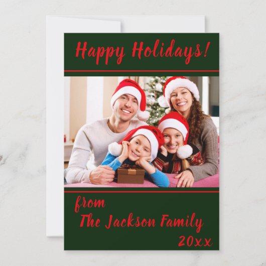 ハッピーホリデーズファミリーフォトフラットホリデーカード シーズンカード (正面)