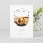 ハッピーホリデーズファミリーフォトブラックモダンクリスマス シーズンカード (スタンド正面)