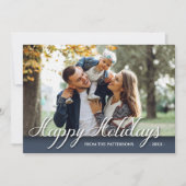 ハッピーホリデーズファミリーフォトブルーエレガントモダンホテル カード (正面)