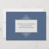 ハッピーホリデーズファミリーフォトブルーエレガントモダンホテル カード (裏面)