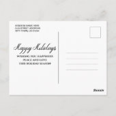 ハッピーホリデーズファミリーフォトブルーエレガントモダンホテル ポストカード (裏面)