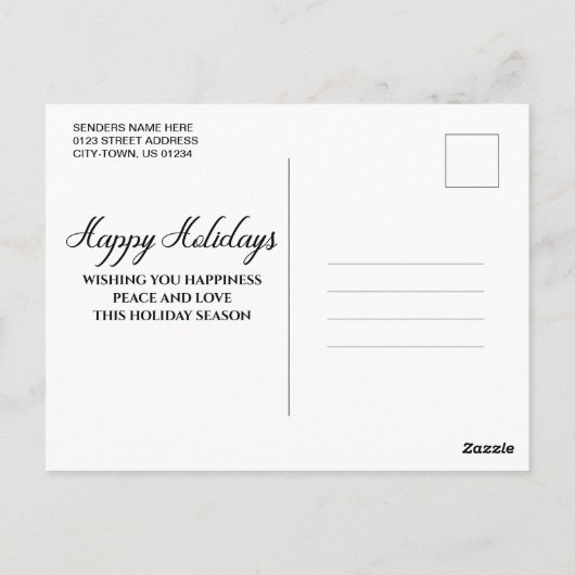 ハッピーホリデーズファミリーフォトブルーエレガントモダンホテル ポストカード (裏面)