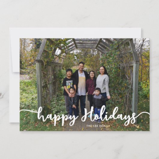 ハッピーホリデーズファミリーフォトレタリングモダンシック シーズンカード (正面)