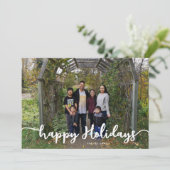 ハッピーホリデーズファミリーフォトレタリングモダンシック シーズンカード (スタンド正面)