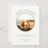 ハッピーホリデーズファミリー2写真モダンクリスマス シーズンカード (正面)