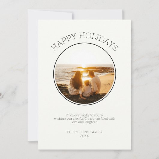 ハッピーホリデーズファミリー2写真モダンクリスマス シーズンカード (正面)