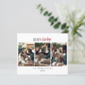 ハッピーホリデーズファミリー3写真クリスマスカード (スタンド正面)