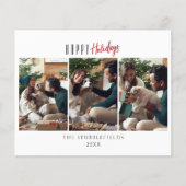 ハッピーホリデーズファミリー3写真クリスマスカード (正面)