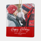 ハッピーホリデーズファミリー/カップルの名前2 – 写真 セラミックオーナメント (左)