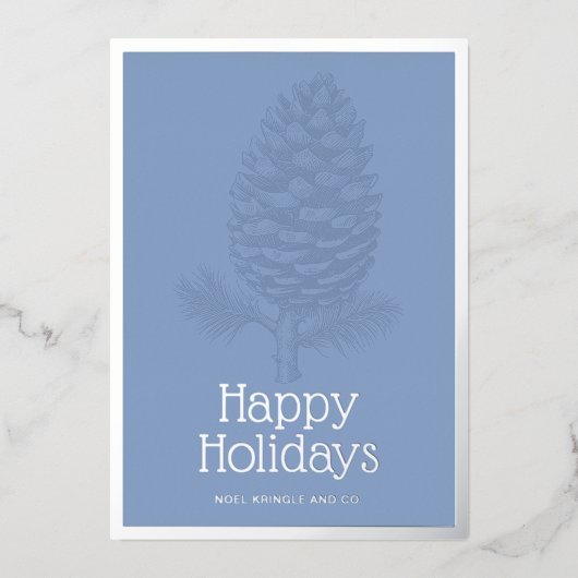 ハッピーホリデーズフィアピネコモダンンブルー企業の 箔シーズンカード (正面)
